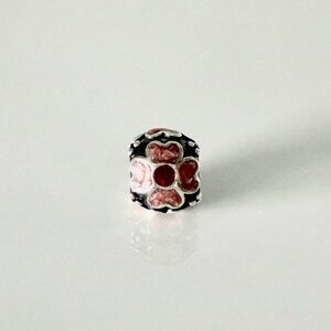 PANDORA Sterling Silver Red and Pink Enamel Daisy Flower Charm